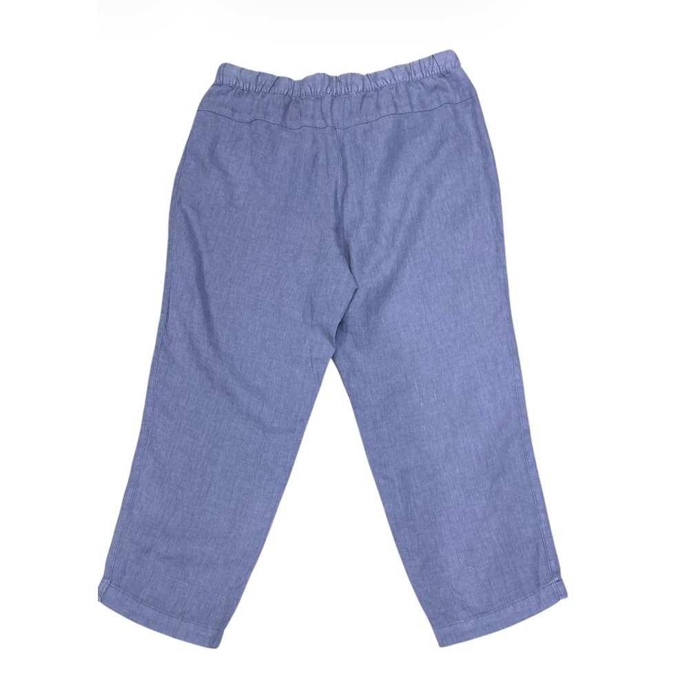 J. Jill Pure Jill 100% Linen Garment Dyed Pants S Petite Blue Drawstring Jogger - Picture 2 of 10